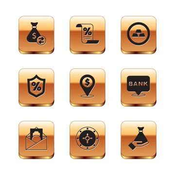 Set Money bag, Envelope with dollar symbol, Safe, Cash location, Loan percent イラスト素材