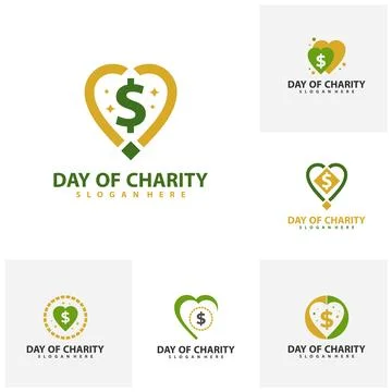 Set of Money love logo vector template. Creative Money Love logo design con.. Stock Illustration