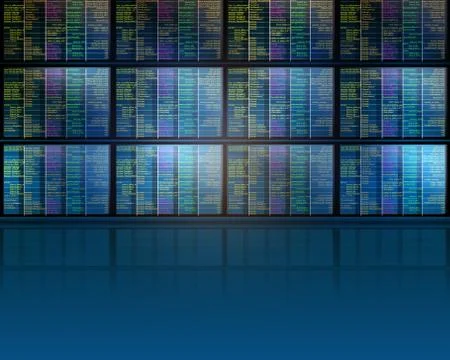 Set of monitors with matrix Stock Illustration