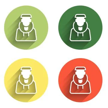 Set Monk icon isolated with long shadow background. Color circle button. Vect 库存插图