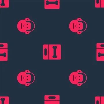 Set Monkey and Dog bone on seamless pattern. Vector Stock Illustration