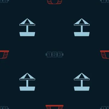 Set Monkey bar, Education logic game and Sandbox with sand on seamless pattern Stock Illustration