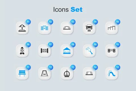 Set Monkey bar, Education logic game, Swedish wall, Bench, Slide playground.. Stock-Illustration
