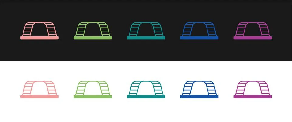 Set Monkey bar icon isolated on black and white background. Vector Illustrazione stock
