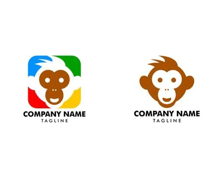 Set of Monkey logo design vector illustration template 库存插图