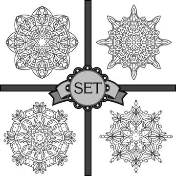 Set of monochrom mandals Stock Illustration