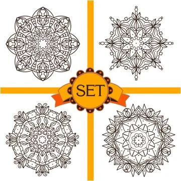 Set of monochrom mandals Stock Illustration