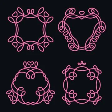 Set of Monochrome Monogram Design Templates, Vector Illustration Stock Illustration