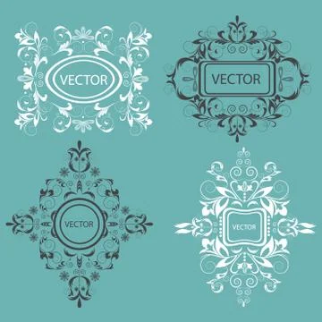 Set monogram design elements Baroque style Stock Illustration