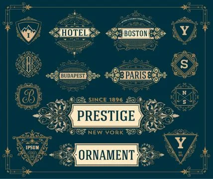 Set of monograms, logos and banners. Stock Illustration