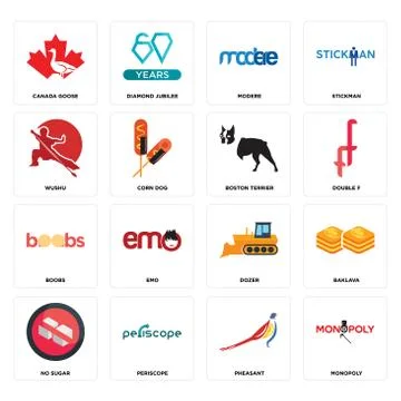 Set of monopoly, pheasant, no sugar, dozer, boobs, boston terrier, wushu, mod Free Stock Illustration