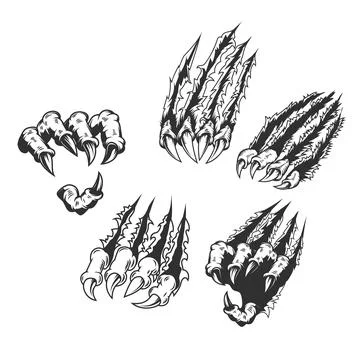 Set of monster claws scratching background. Monster hand. For poster, t shi.. Stock Illustration