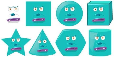 Set of monster face different shape Illustrazione stock
