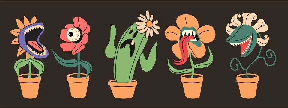 Set with monster plants Stock Illustration