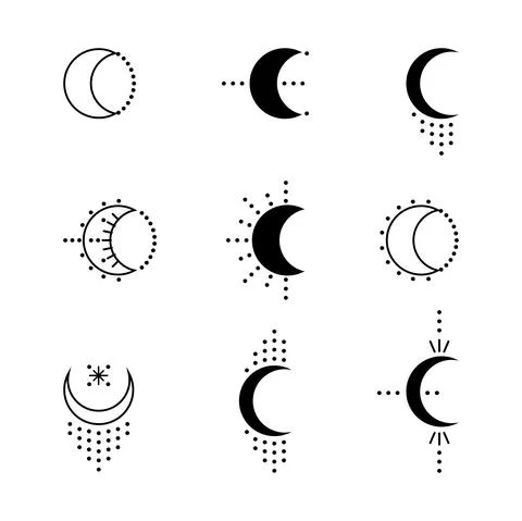 Set of months from graphic elements. Simple graphic style. Black objects isol Stock Illustration