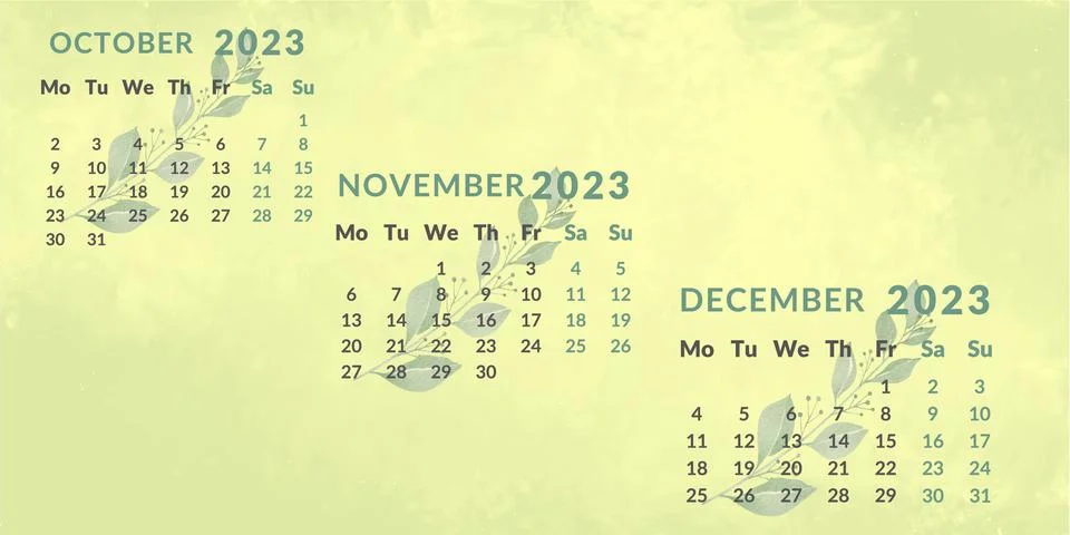 Set of months by quarters for 2023 Stock Illustration