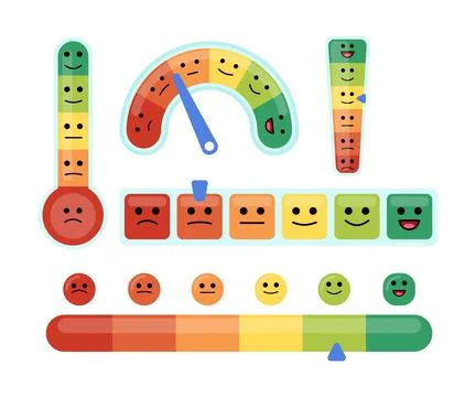 Set of Mood Tracker Collection, Emotion Scale Chart from happy to angry, Sm.. Stock Illustration