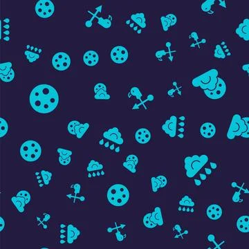 Set Moon, Cloud with moon, Rooster weather vane and rain on seamless pattern Stock Illustration