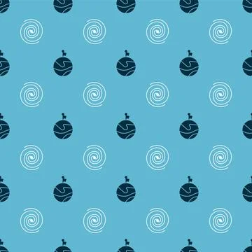 Set Moon with flag and Black hole on seamless pattern. Vector Illustrazione stock