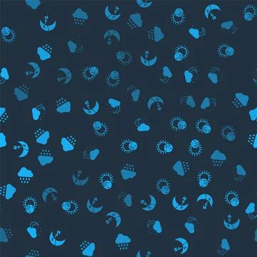 Set Moon icon, Eclipse of the sun, Cloud with moon and stars and rain on Ilustração Stock