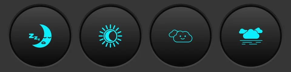 Set Moon icon, Eclipse of the sun, Cloud and icon. Vector Illustrazione stock