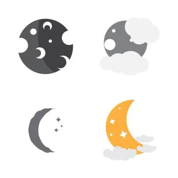 Set of moon icons Illustrazione stock