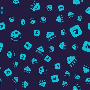 Set Moon phases, Lightning bolt, Cloud with snow and Fog and cloud on seamles 스톡 일러스트