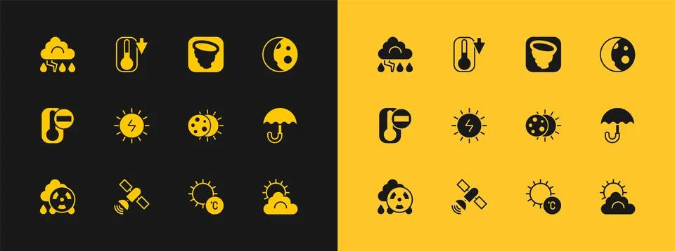 Set Moon phases, Satellite, Eclipse of the sun, Sun, Solar energy panel, To.. Ilustração Stock