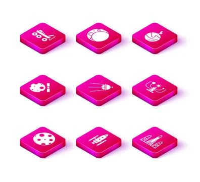 Set Moon, Space shuttle and rockets, Satellites orbiting the planet Earth, .. Ilustração Stock