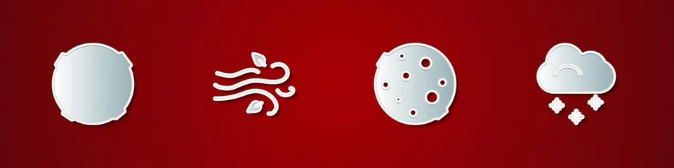 Set Moon, Wind,  and Cloud with snow icon. Vector イラスト素材