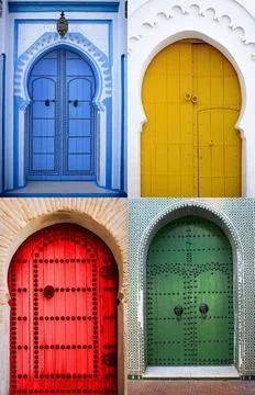 Set of moroccan doors Stock Photos