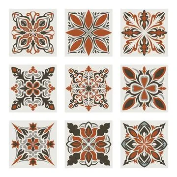 Set of Moroccan tile pattern set collection, morocan Flower, Lisbon floral .. Stockillustratie