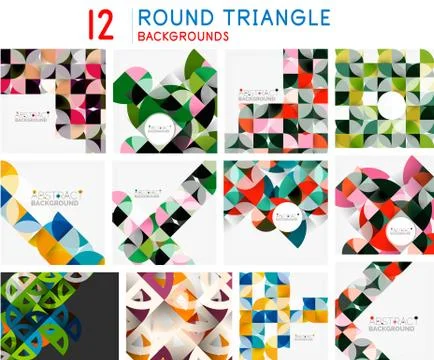 Set of mosaic abstract backgrounds, geometric patterns with triangle shapes and Stock Illustration