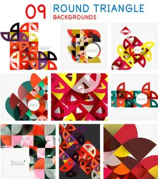 Set of mosaic abstract backgrounds, geometric patterns with triangle shapes and Illustrazione stock