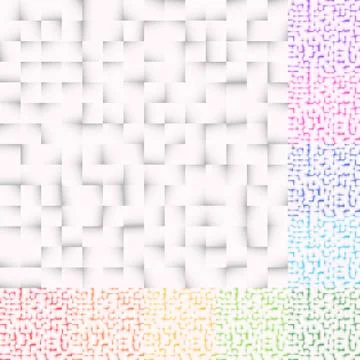 Set of mosaic patterns in several color. Squares pattern, squares texture wit イラスト素材