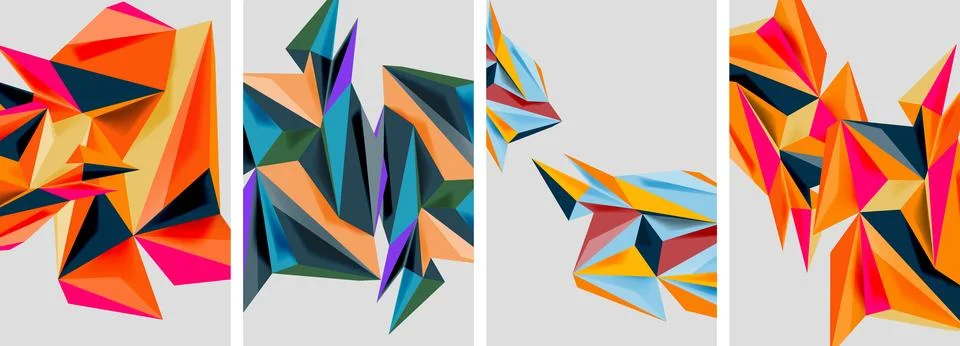 Set of mosaic triangle pattern abstract posters. Vector illustration For Illustrazione stock