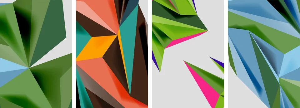 Set of mosaic triangle pattern abstract posters. Vector illustration For Stockillustratie