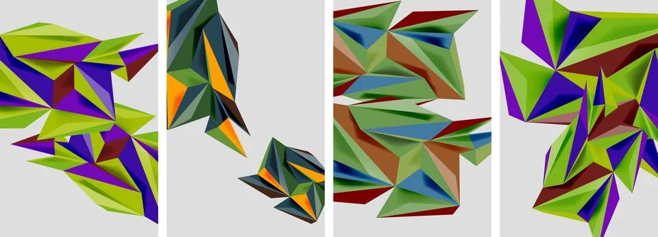 Set of mosaic triangle pattern abstract posters. Vector illustration For Stock Illustration