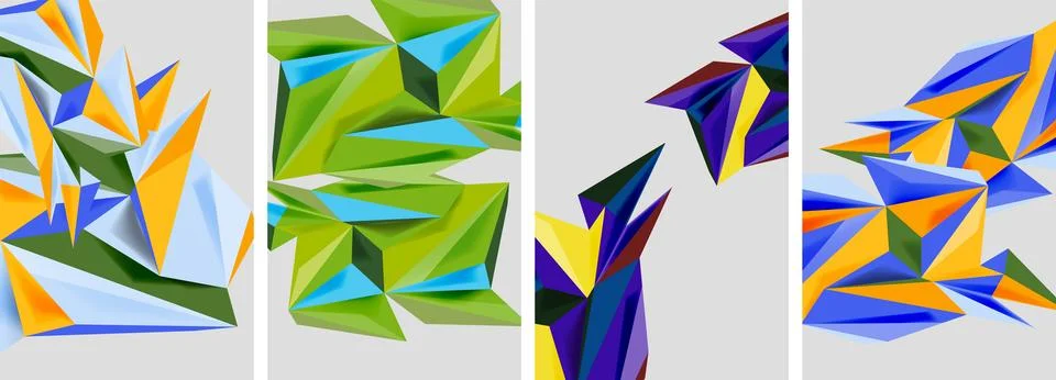 Set of mosaic triangle pattern abstract posters. Vector illustration For Stock Illustration