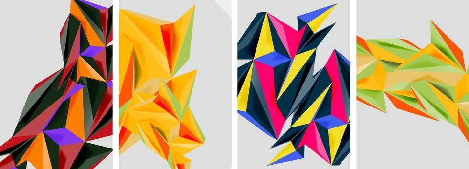 Set of mosaic triangle pattern abstract posters. Vector illustration For Illustrazione stock
