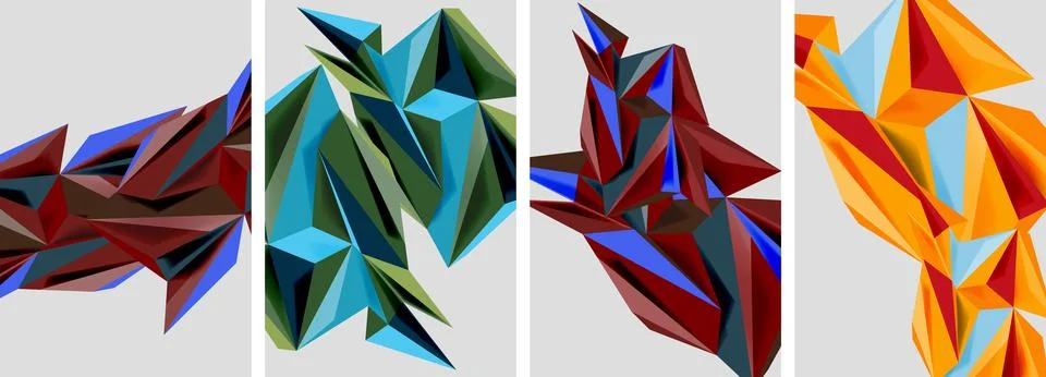 Set of mosaic triangle pattern abstract posters. Vector illustration For Stock Illustration
