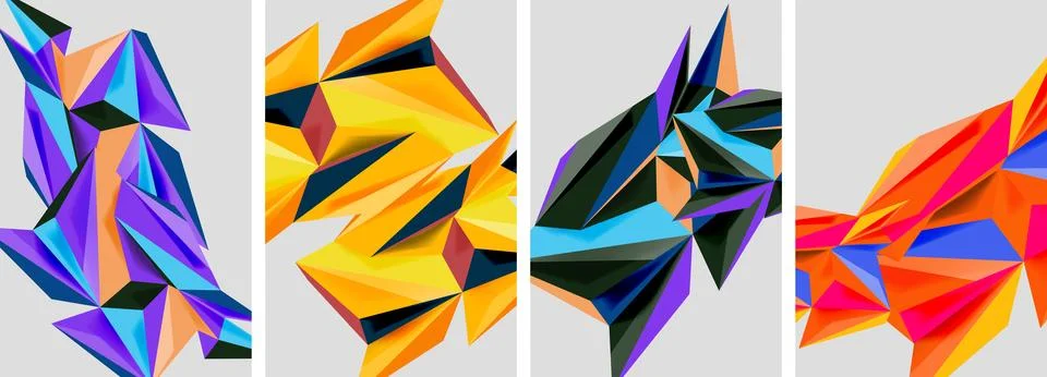 Set of mosaic triangle pattern abstract posters. Vector illustration For Illustrazione stock