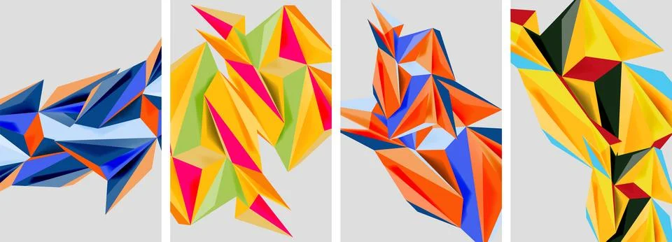 Set of mosaic triangle pattern abstract posters. Vector illustration For Illustrazione stock