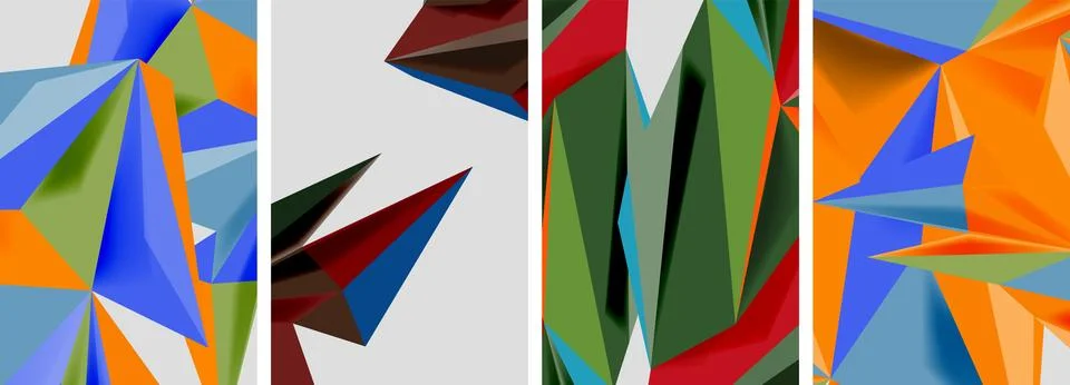 Set of mosaic triangle pattern abstract posters. Vector illustration For Stock Illustration