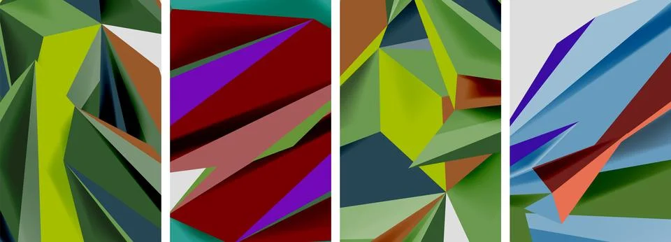 Set of mosaic triangle pattern abstract posters. Vector illustration For Illustrazione stock
