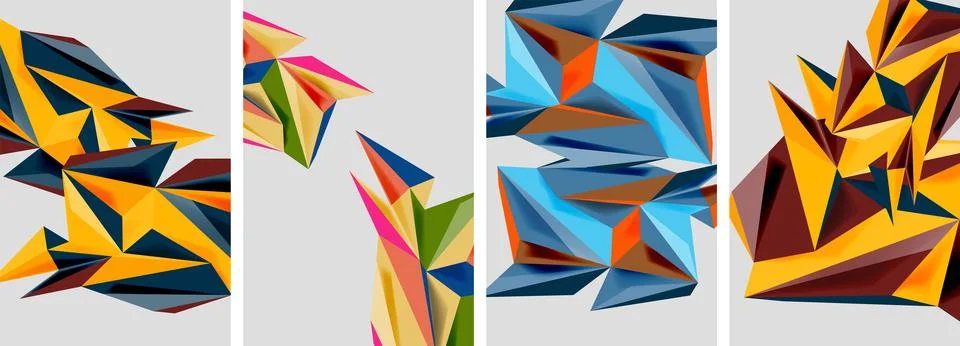 Set of mosaic triangle pattern abstract posters. Vector illustration For Stock Illustration