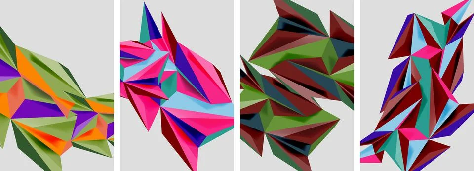 Set of mosaic triangle pattern abstract posters. Vector illustration For Stock Illustration
