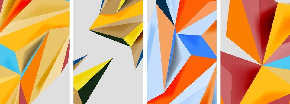 Set of mosaic triangle pattern abstract posters. Vector illustration For Stock Illustration