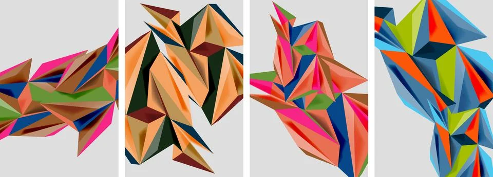 Set of mosaic triangle pattern abstract posters. Vector illustration For Illustrazione stock