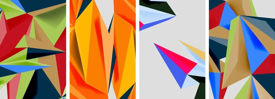 Set of mosaic triangle pattern abstract posters. Vector illustration For Stock Illustration